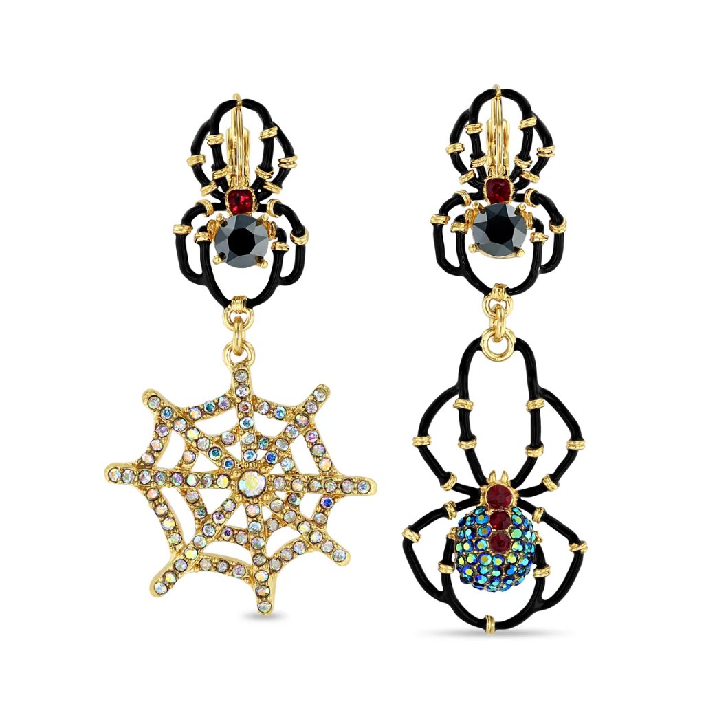 Spider Black Ab Crystal Halloween Leverback Earrings By Ritzy Couture Deluxe